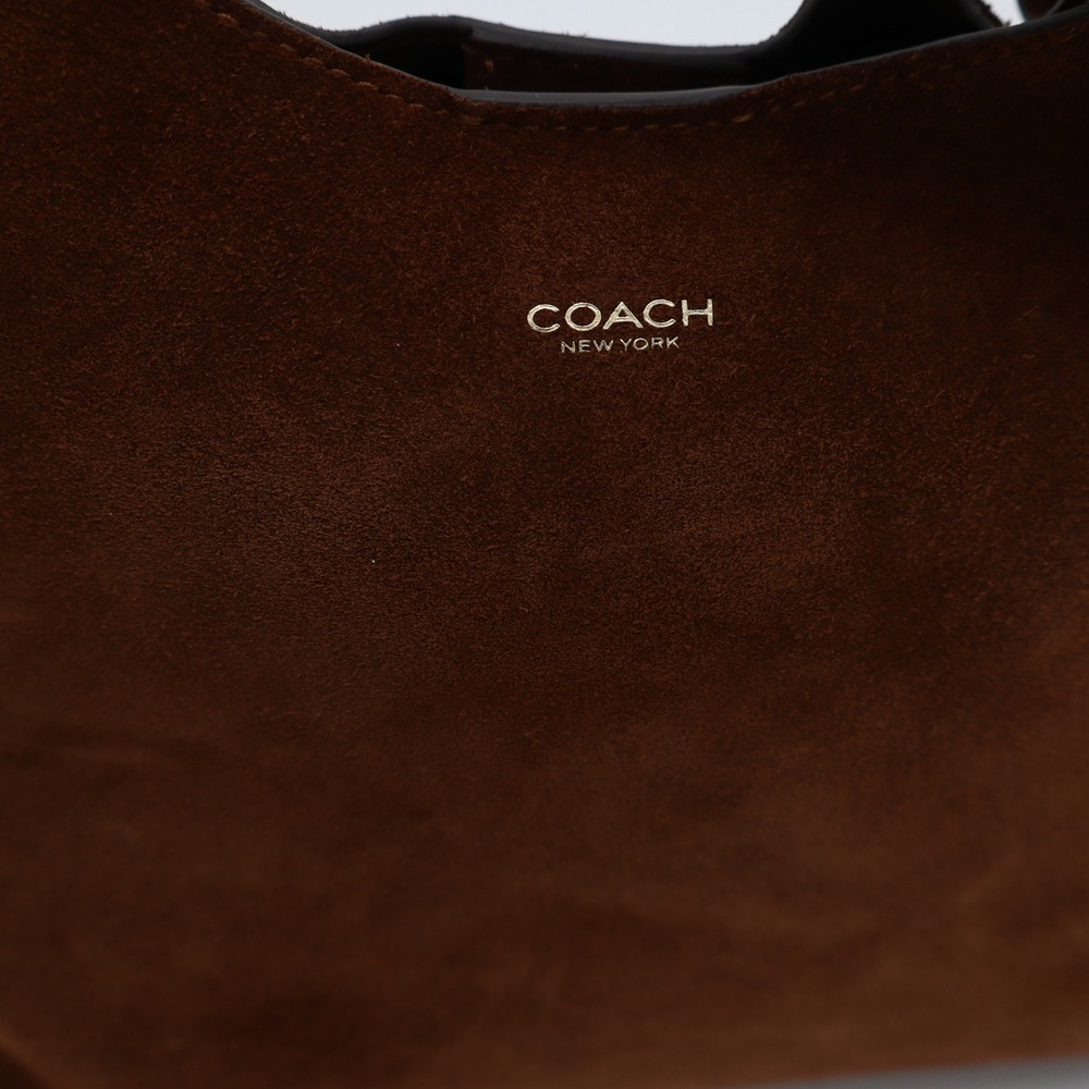 Coach Brown Suede Hobo Shoulder Bag Gold Hardware IMB0032 - Picture 5 of 9
